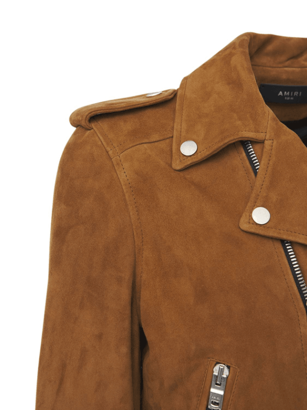 Men’s Tan Brown Suede Leather Biker Jacket - Kualited