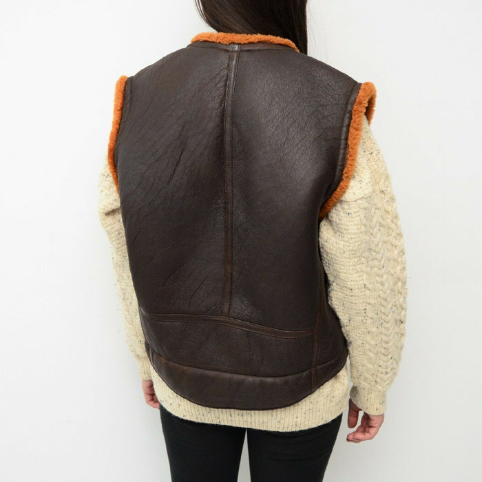 Women's Vintage Quality Leather Sheepskin Shearling Vest