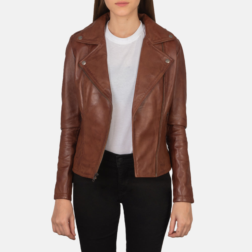 Flashback Brown Leather Biker Jacket - Kualited