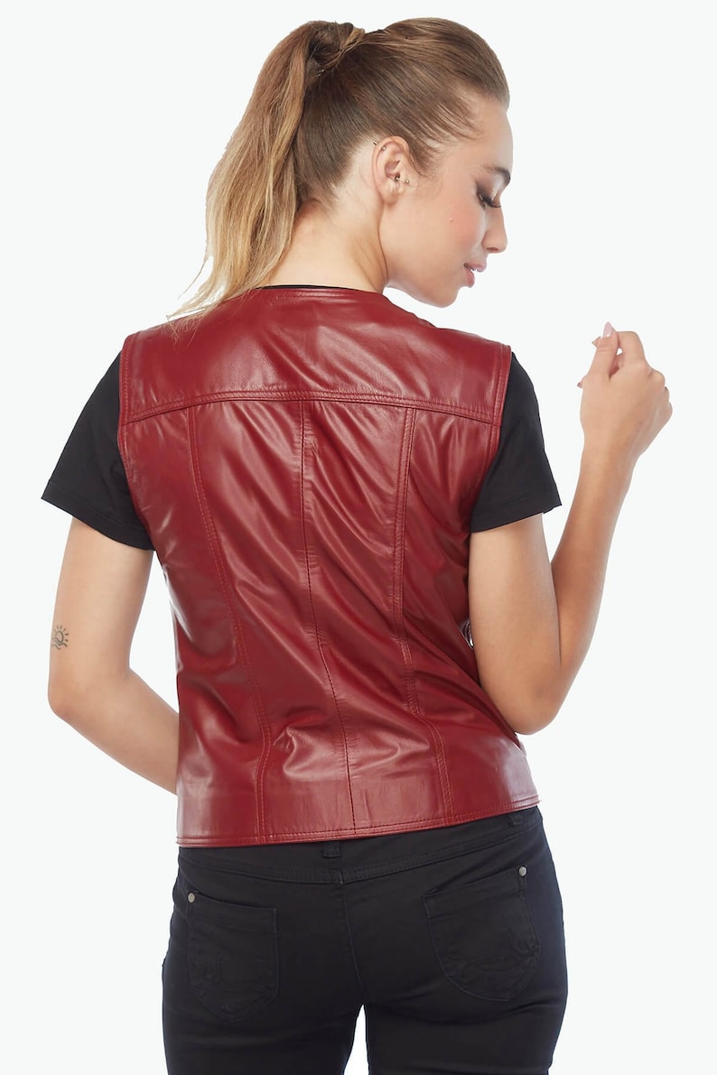 Leather Waistcoat For Women Lambskin Leather Vest