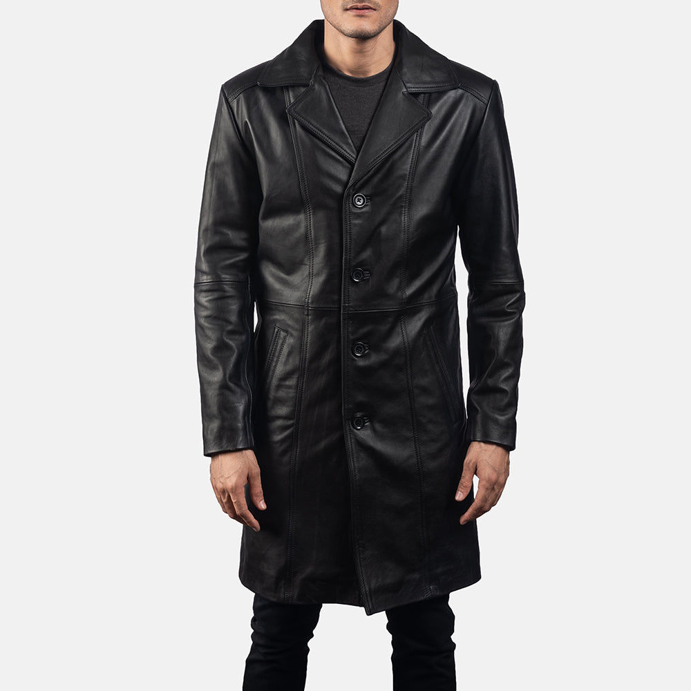 Don Long Black Leather Coat