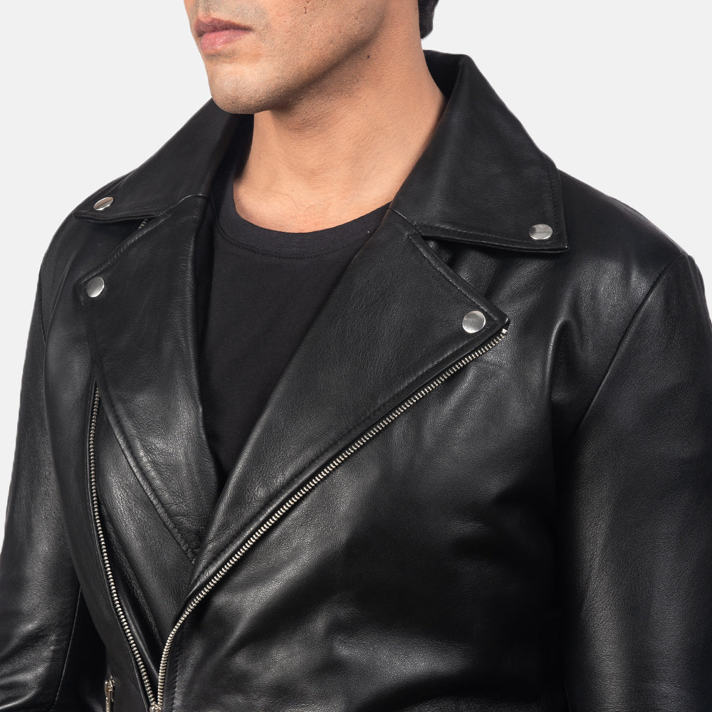 Noah Black Leather Biker Jacket - Kualited