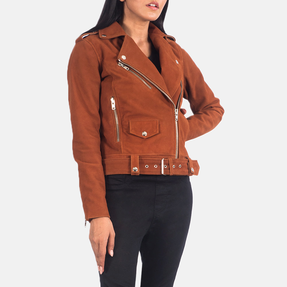 Alison Brown Suede Biker Jacket - Kualited