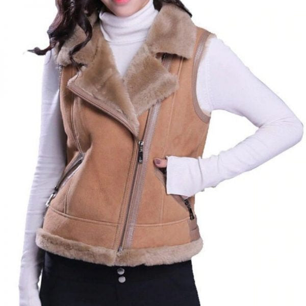 Suede Shearling Vest Women