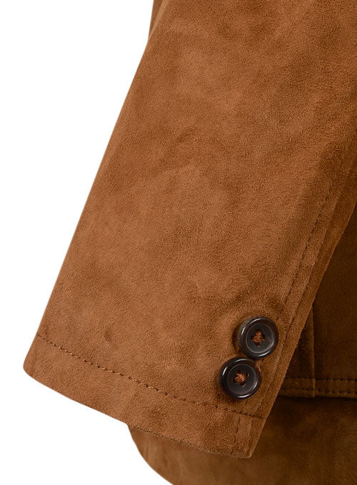 Men’s Tan Brown Suede Leather Blazer - Kualited