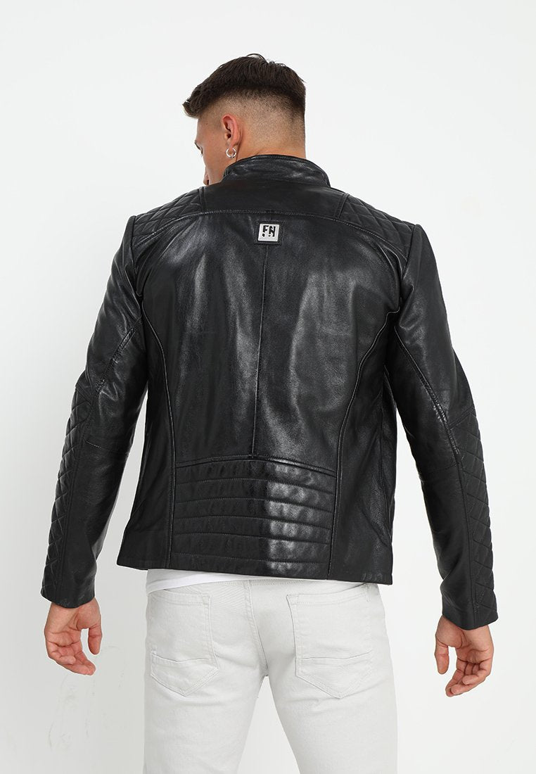 Men’s Black Leather Biker Jacket