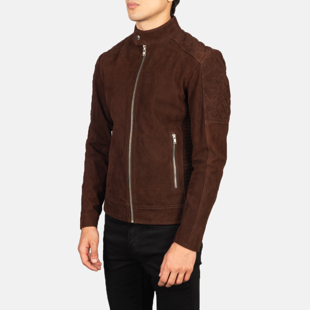 Fernando Quilted Brown Suede Biker Jacket