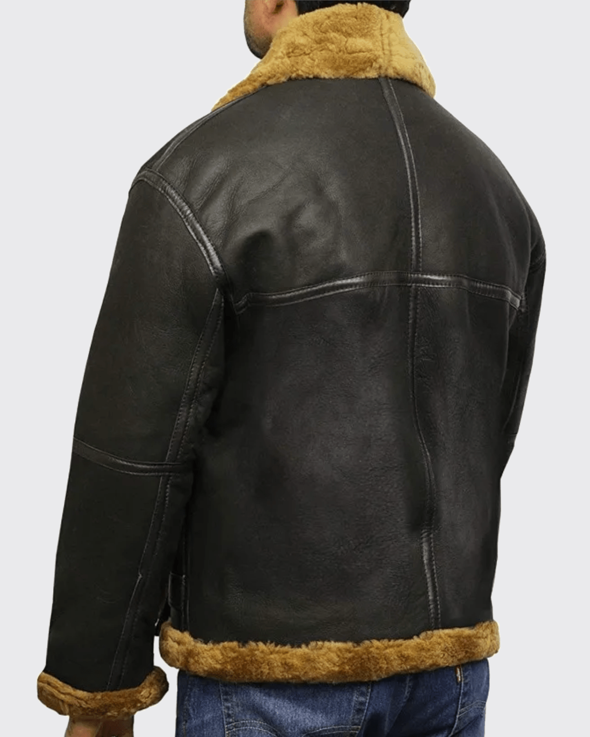 Men’s Brown Biker B3 Bomber Sheepskin Shearling Jacket