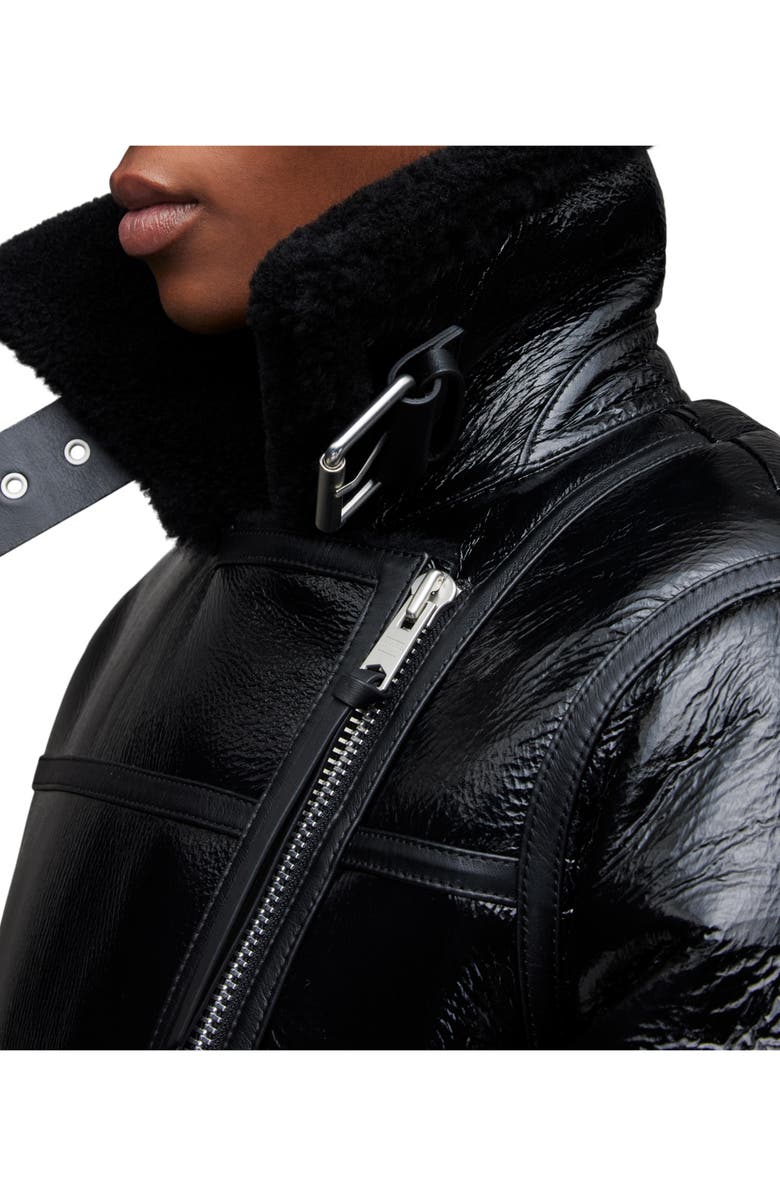 Rei Genuine Shearling & Leather Moto Jacket