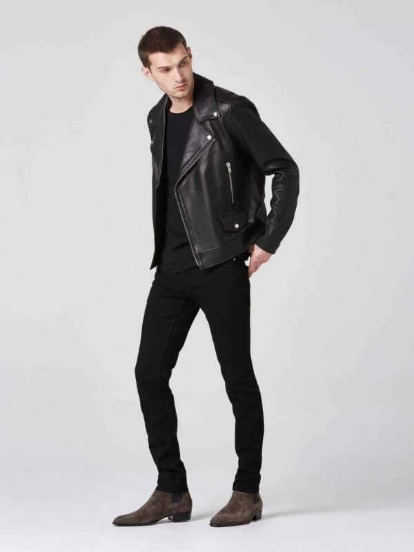 Men’s Black Leather Biker Jacket - Kualited