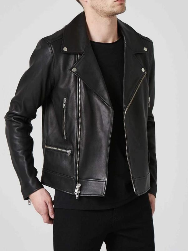 Men’s Black Leather Biker Jacket - Kualited