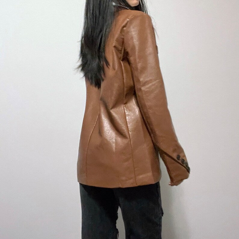 Brown Leather Blazer