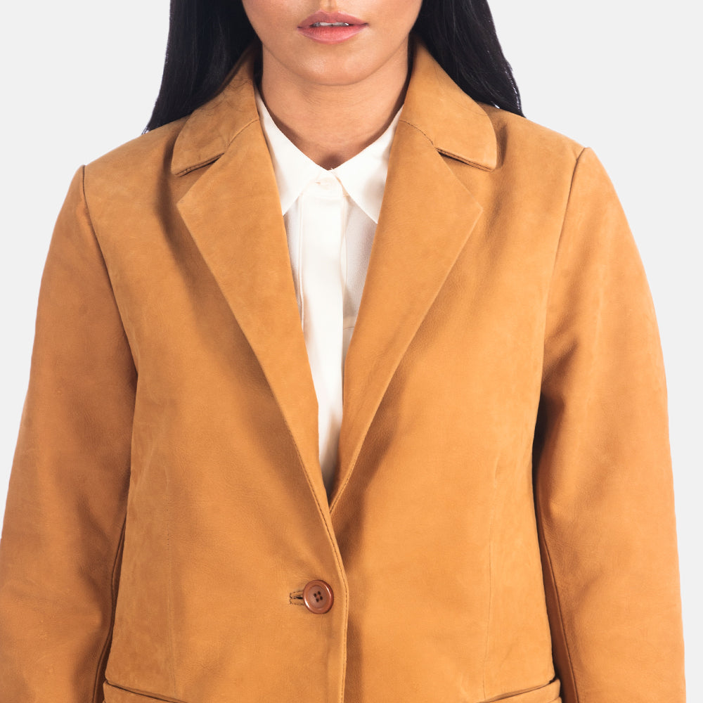 Norma Brown Nubuck Leather Blazer - Kualited