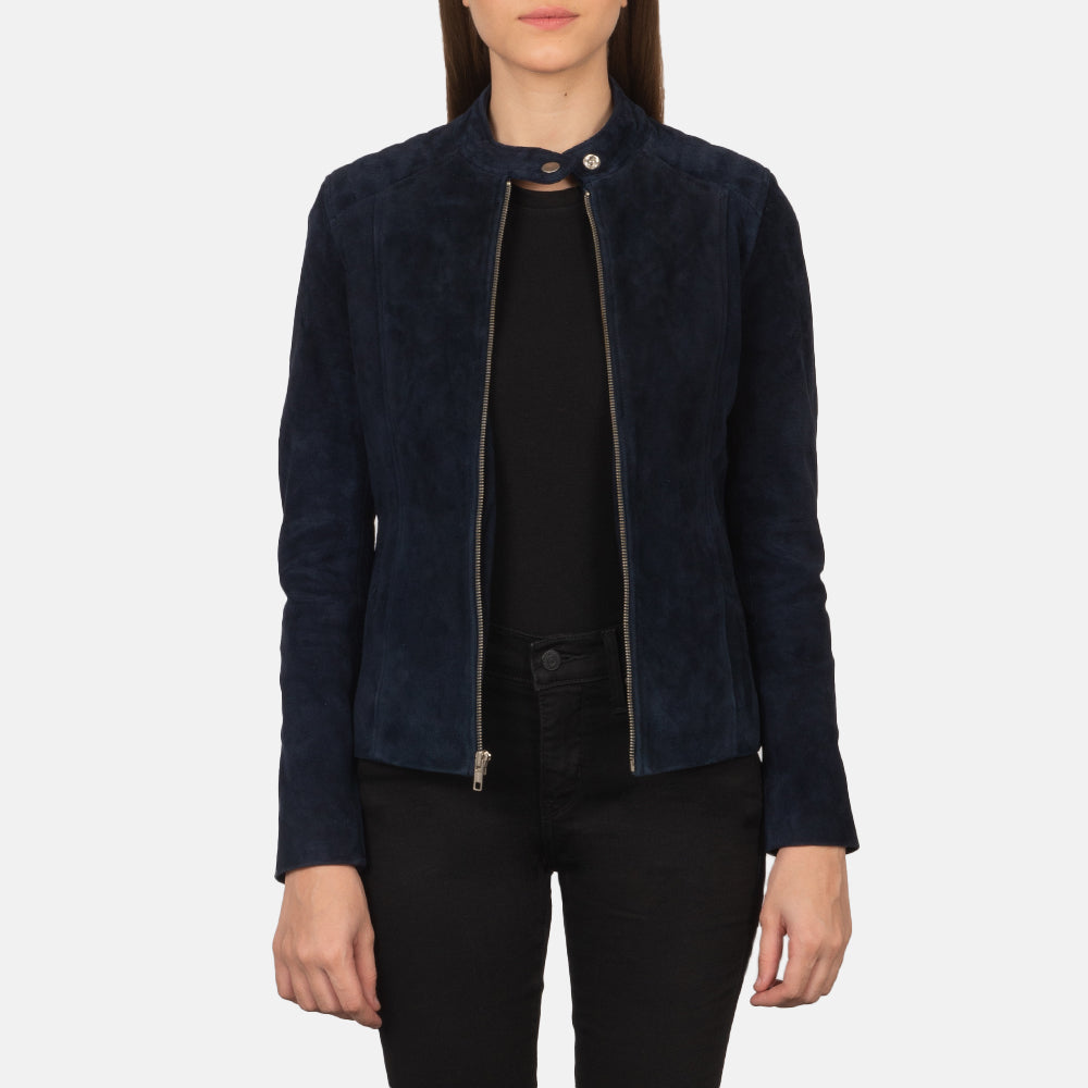 Kelsee Navy Blue Suede Jacket