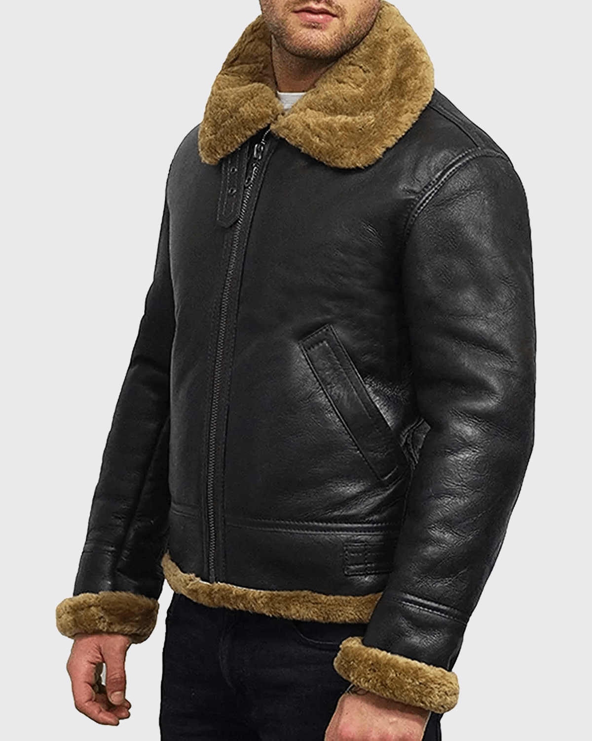 Mens Brown Sheepskin Shearling Jacket | B3 Aviator Flying Jacket