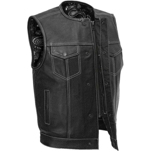 Men’s Black Leather Biker Vest