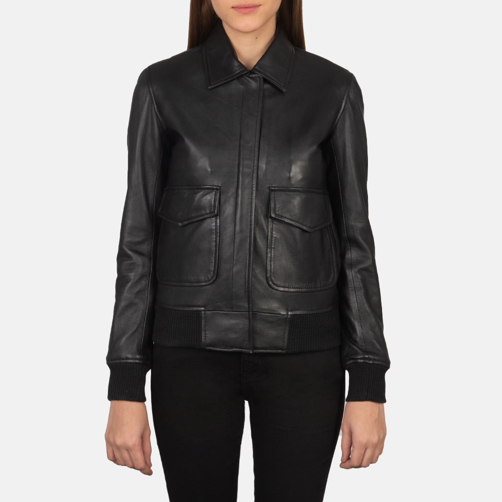 Westa A-2 Black Leather Bomber Jacket - Kualited