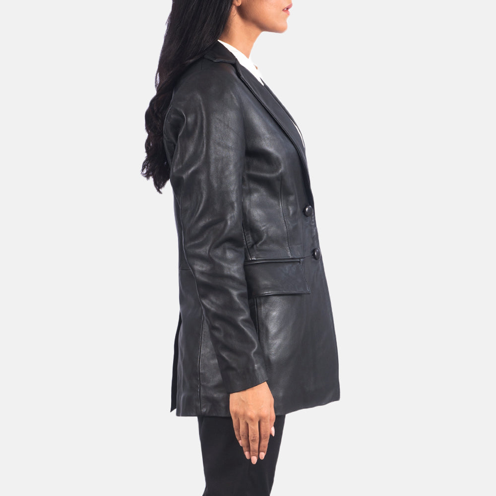 Marilyn Black Leather Blazer - Kualited