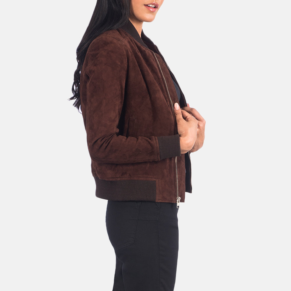 Bliss Brown Suede Bomber Jacket - Kualited