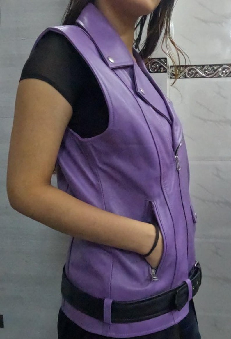 Womens Purple Leather VEST