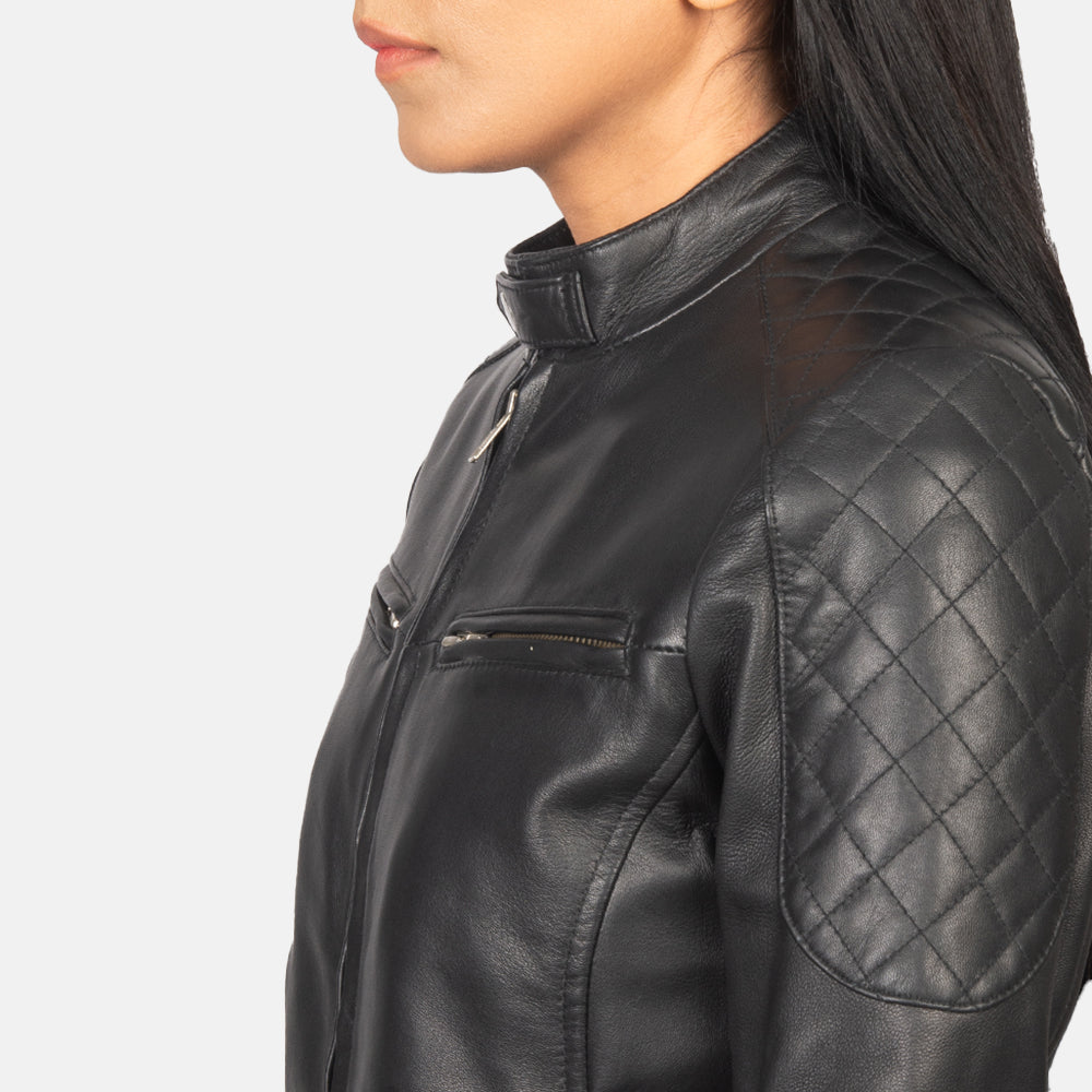 Zenna Black Leather Biker Jacket