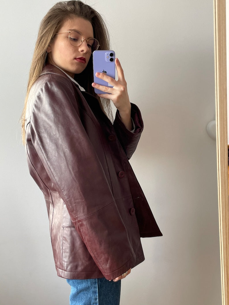 Vintage genuine leather blazer