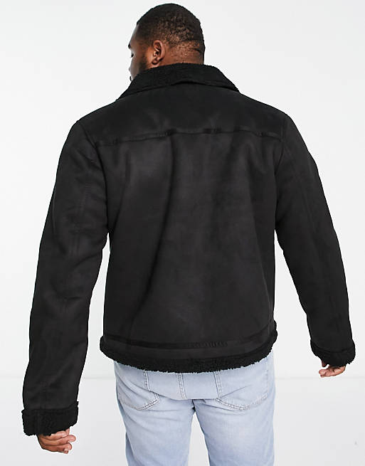 Originals Plus faux shearling fully borg lined jacket in black