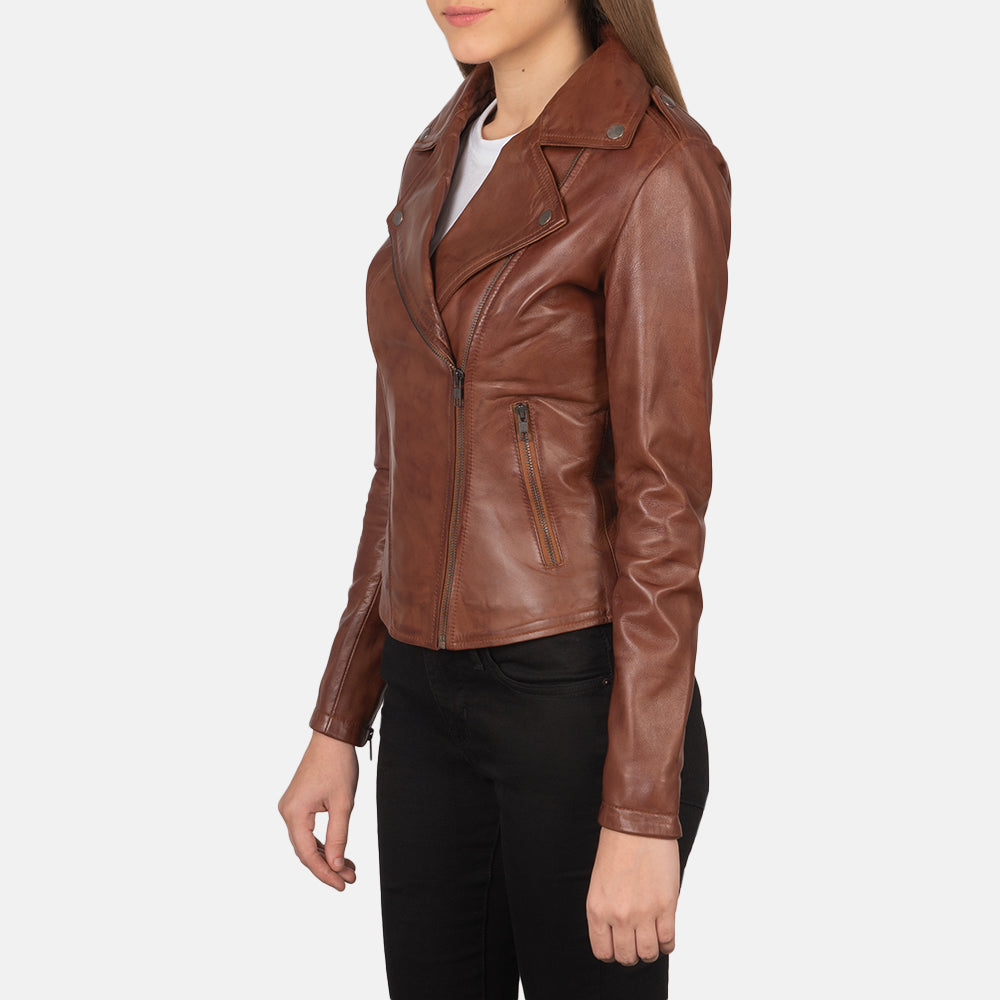 Flashback Brown Leather Biker Jacket - Kualited