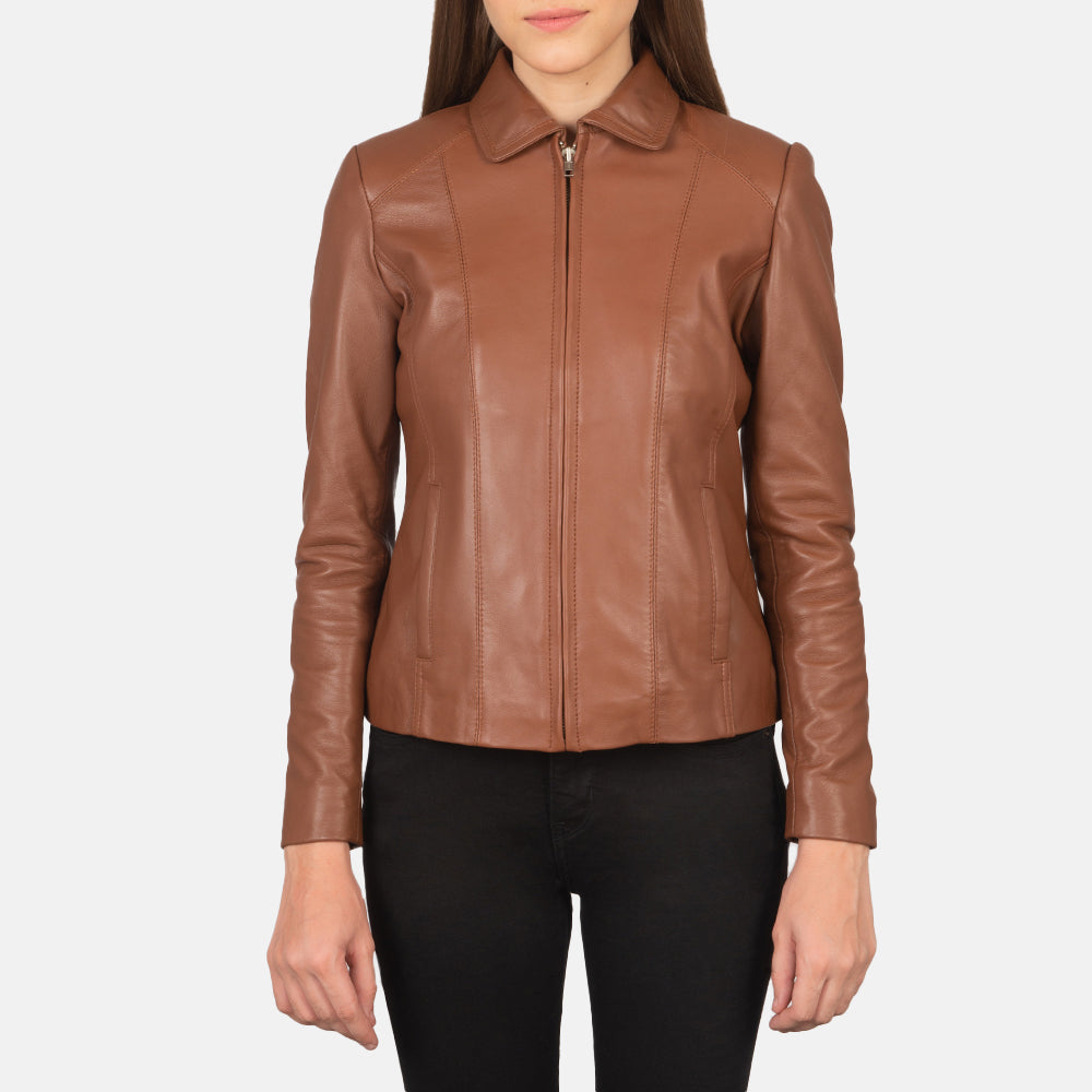 Colette Brown Leather Jacket - Kualited