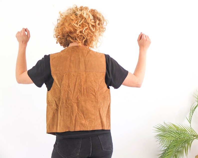 Vintage brown leather suede vest