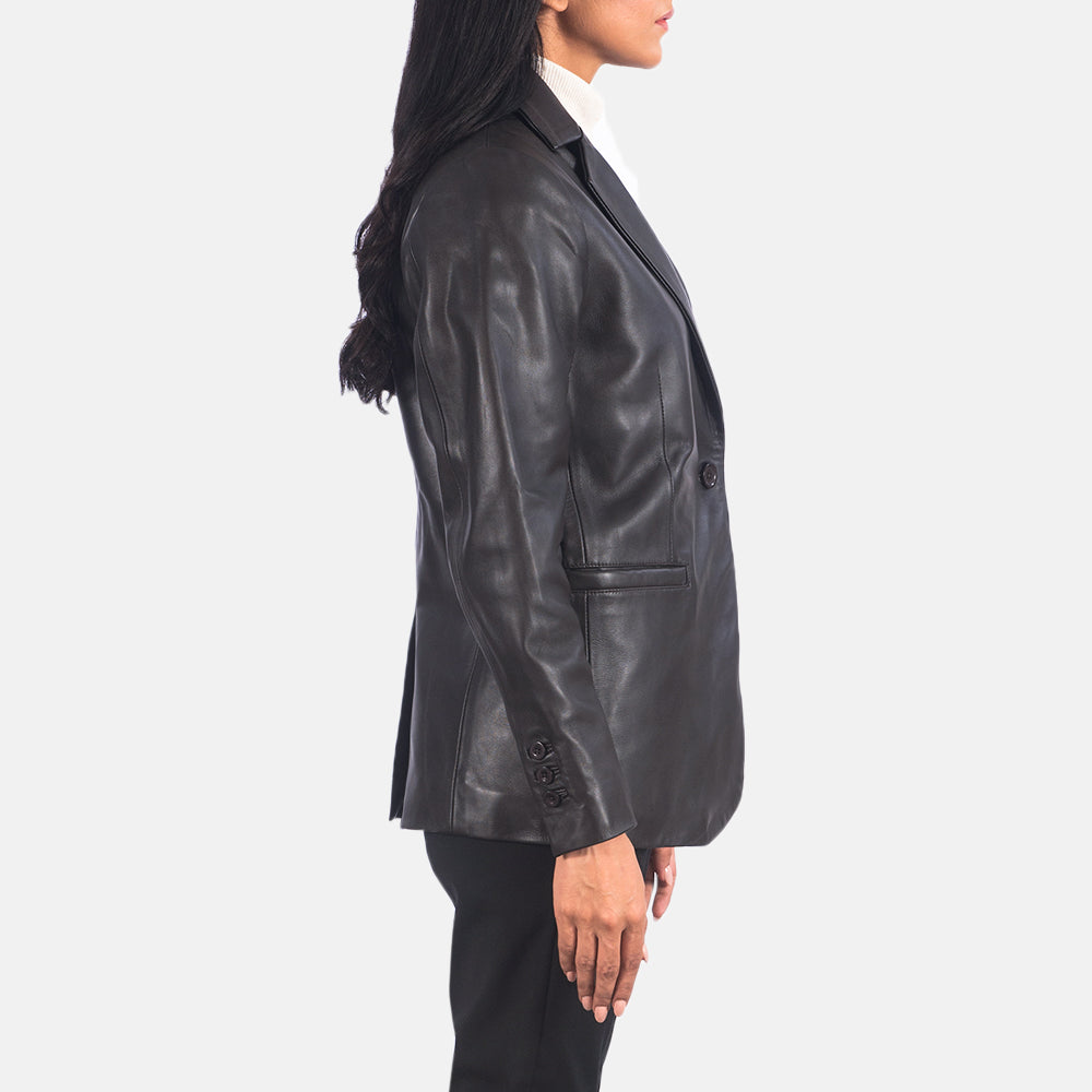 Norma Brown Leather Blazer - Kualited