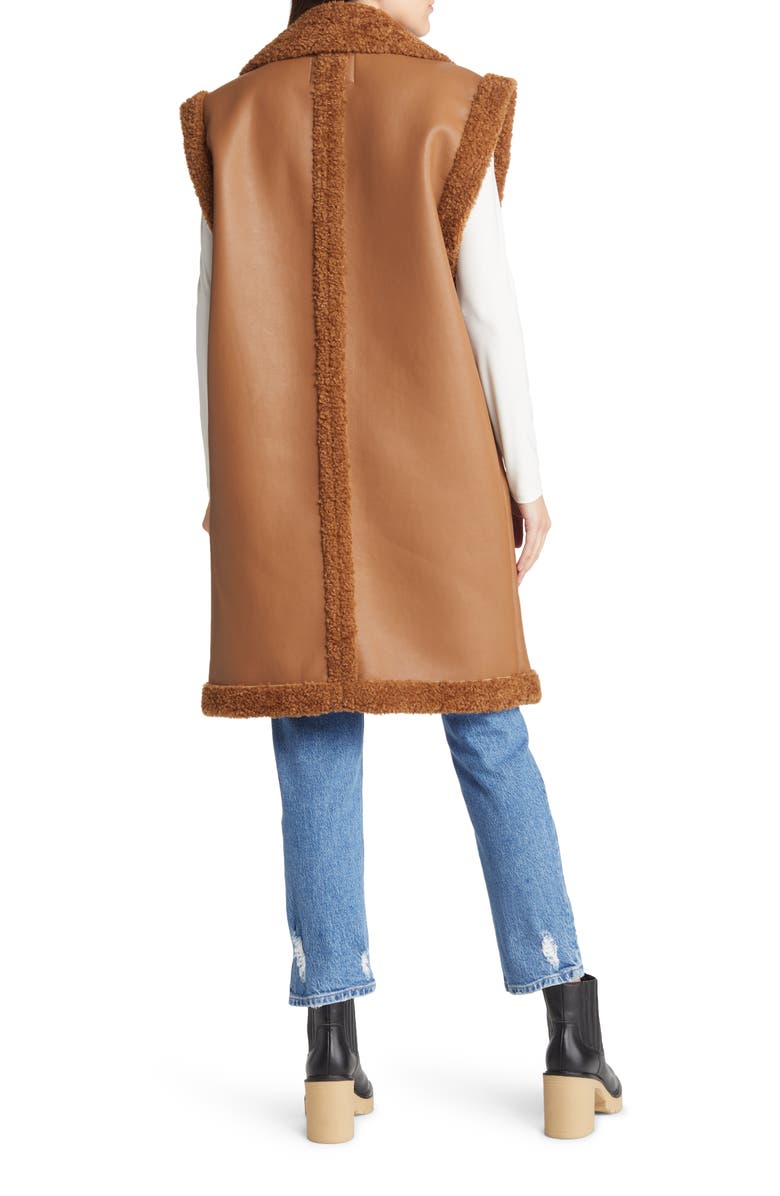 Faux Leather & Faux Shearling Long Vest