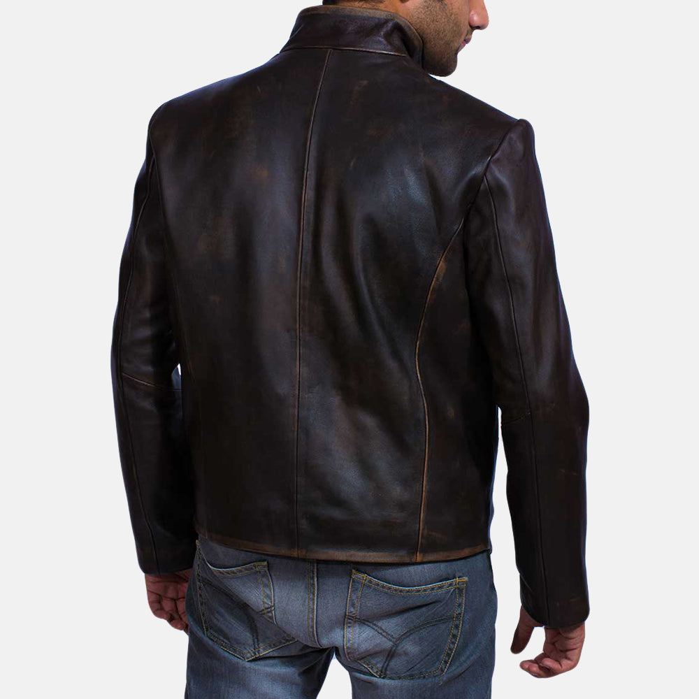 Drakeshire Brown Leather Jacket - Kualited