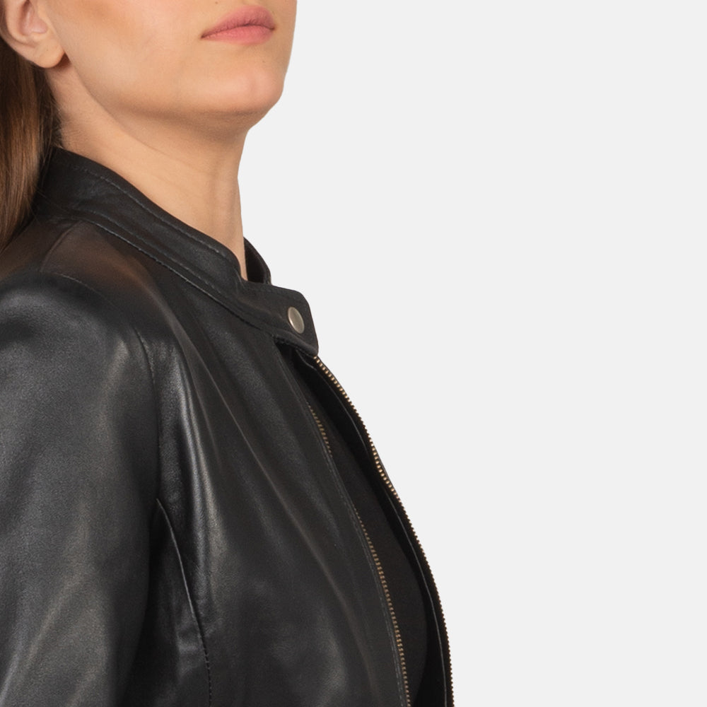 Rave Black Leather Biker Jacket - Kualited