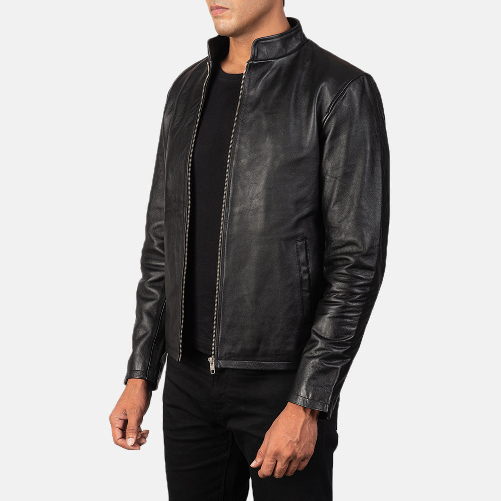 Alex Black Leather Biker Jacket - Kualited