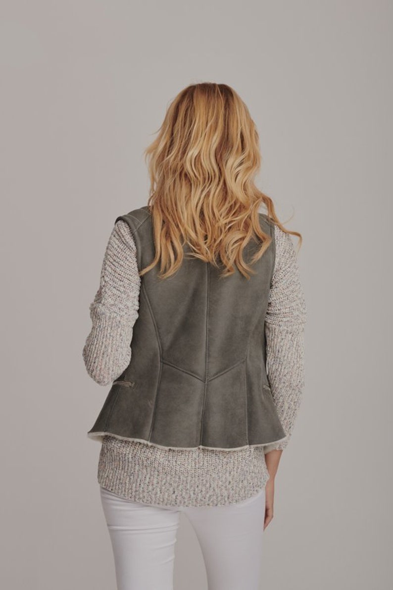 New Leather shearling vest for women