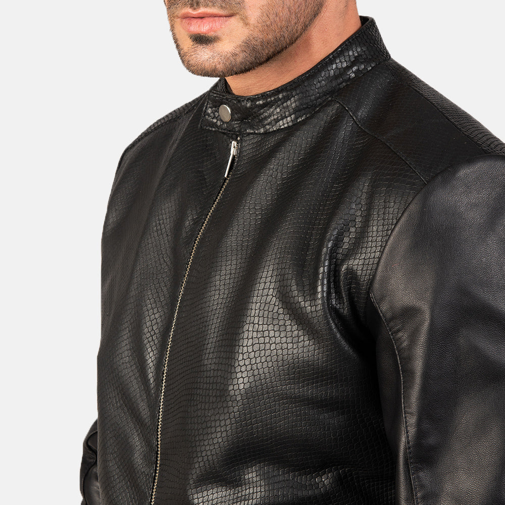 Avan Black Leather Bomber Jacket - Kualited