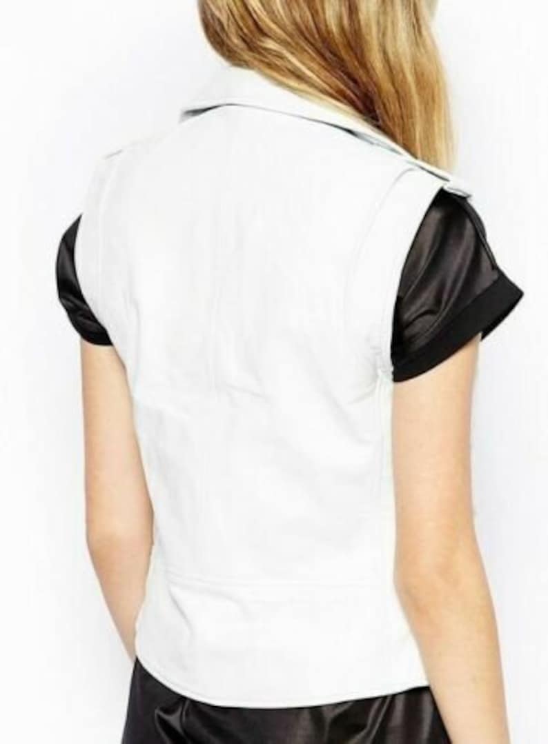 Womens Pure White Leather Vest