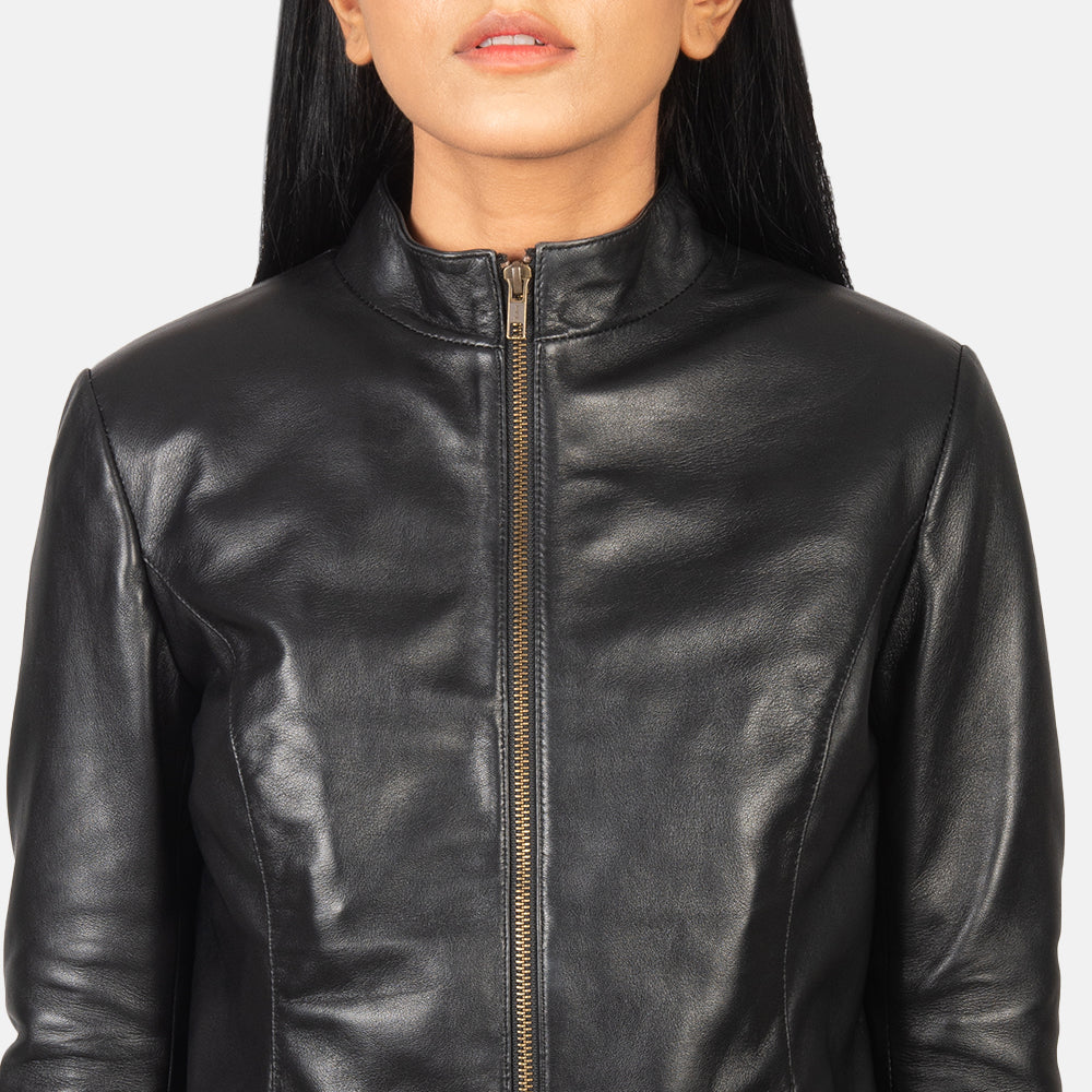 Rumella Black Leather Biker Jacket - Kualited