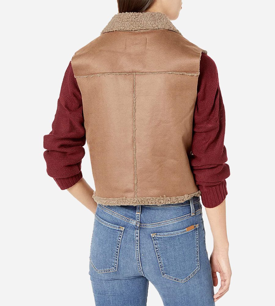 Women's Shearling Leather Vest In Chocolate Brown