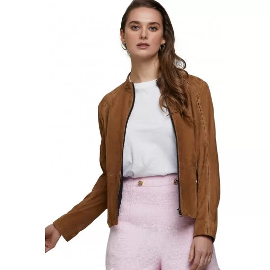 Alexandria Pink Suede Leather Jacket