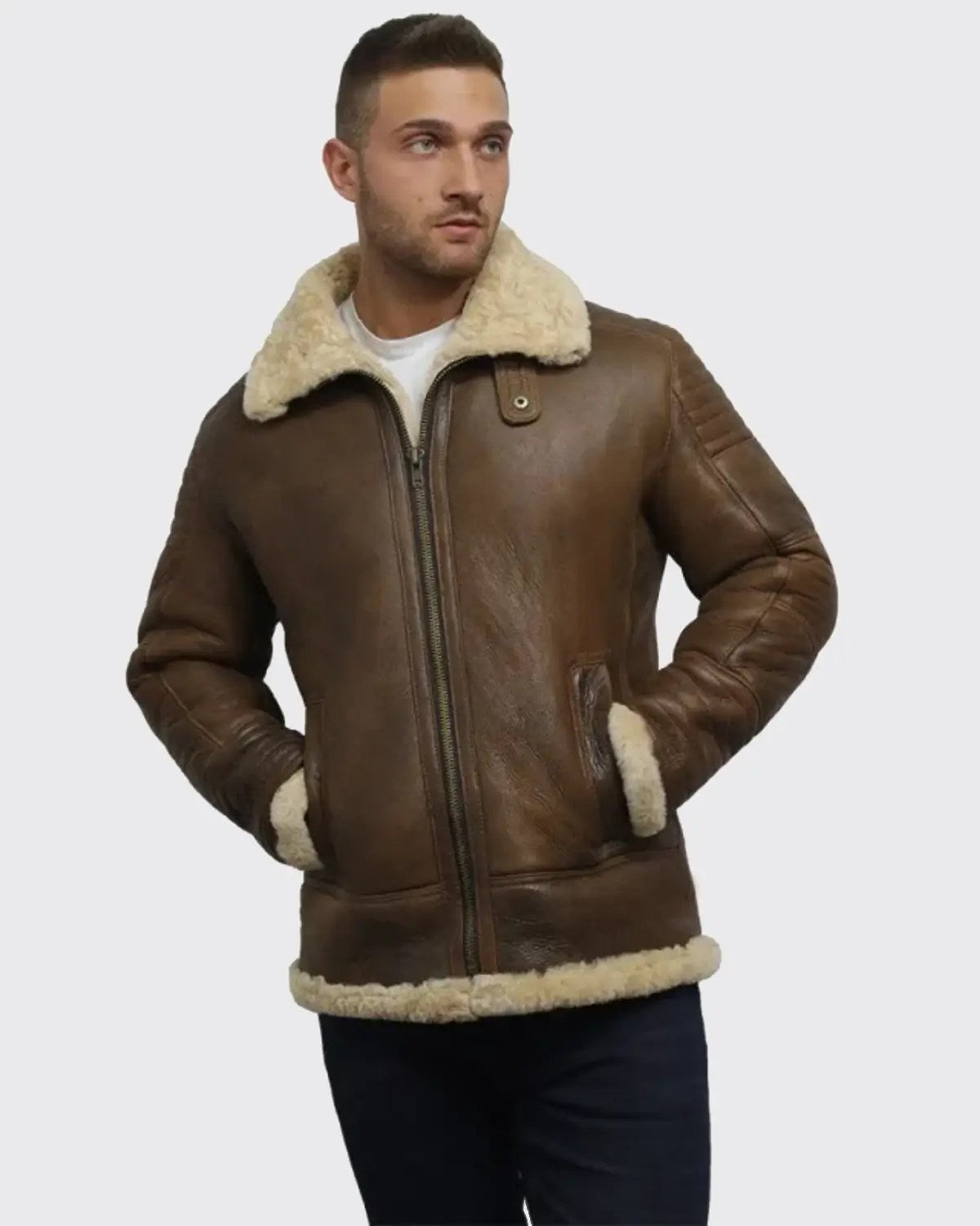 Mens B3 RAF Aviator Sheepskin Shearling Jacket