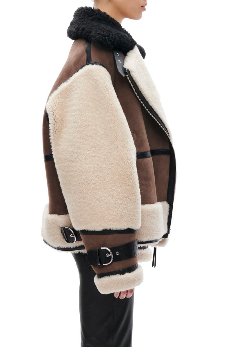 Celeste Genuine Shearling Biker Jacket