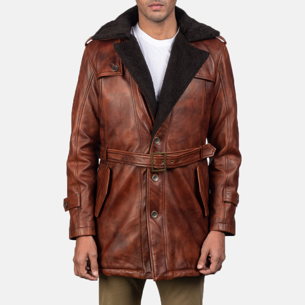 Hunter Distressed Brown Fur Leather Coat