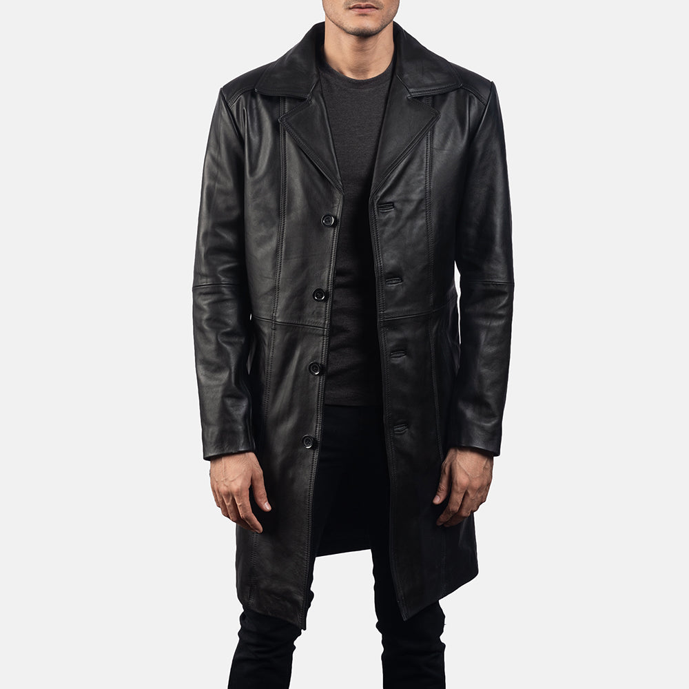 Don Long Black Leather Coat