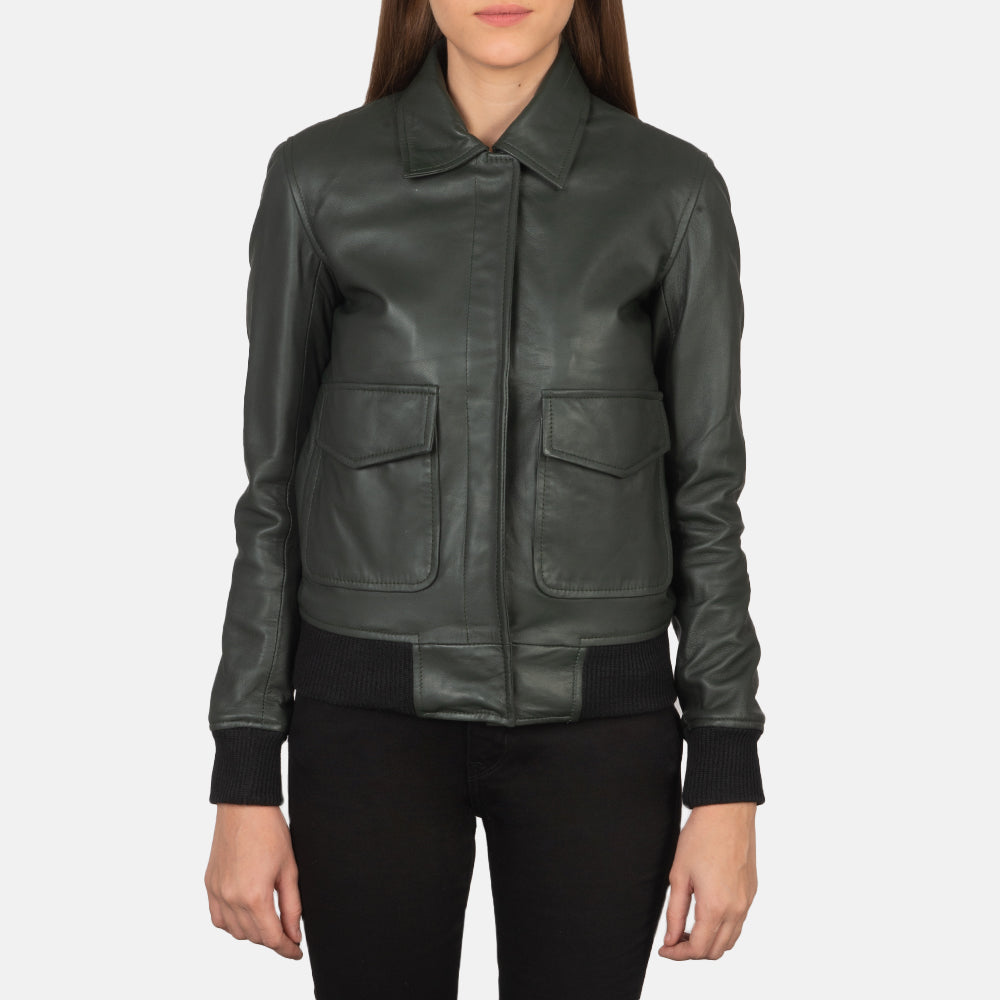 Westa A-2 Green Leather Bomber Jacket - Kualited