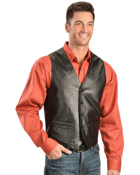 MEN'S LAMB LEATHER WESTERN VEST - TALL