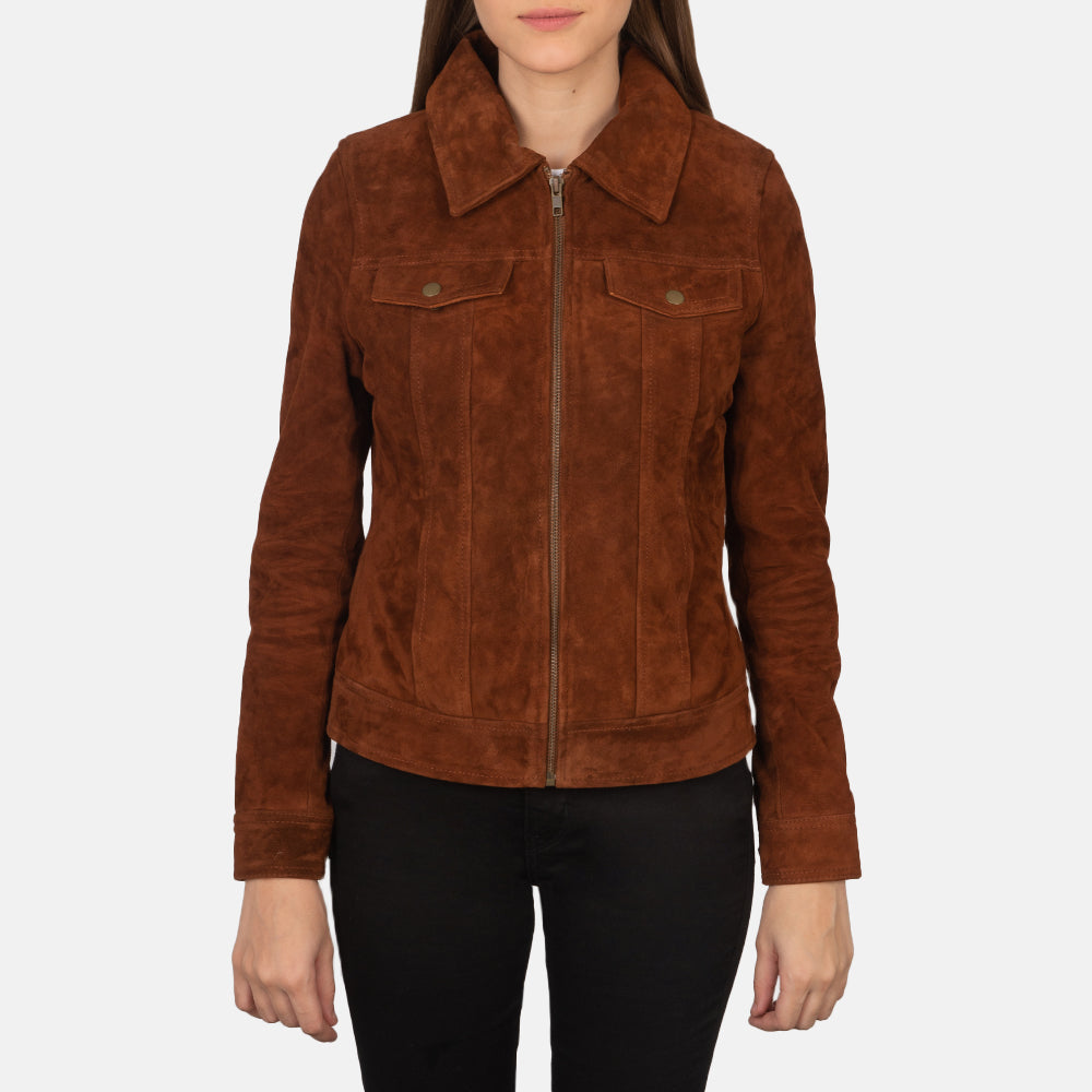 Suzy Brown Suede Trucker Jacket