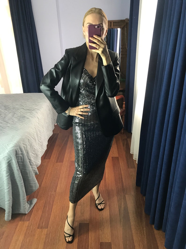 Black Vegan Leather Blazer