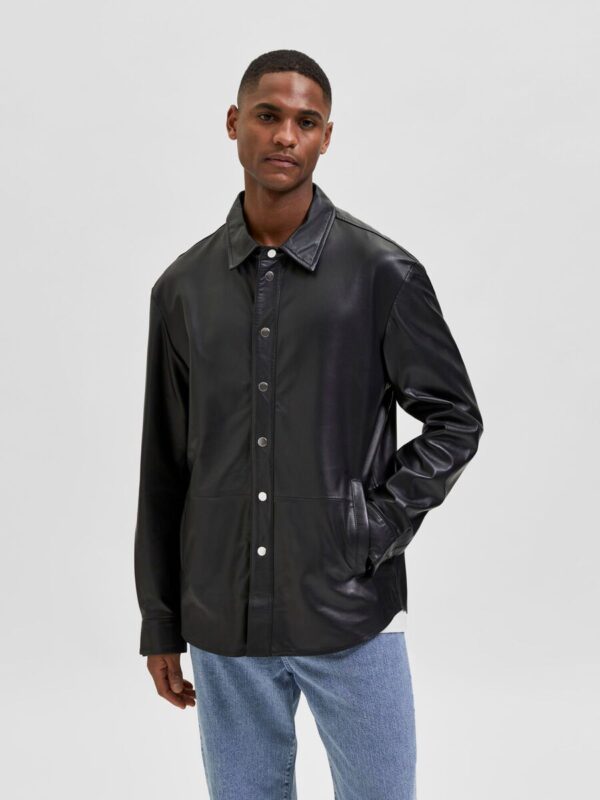 Men’s Black Leather Full Sleeves Shirt - Kualited